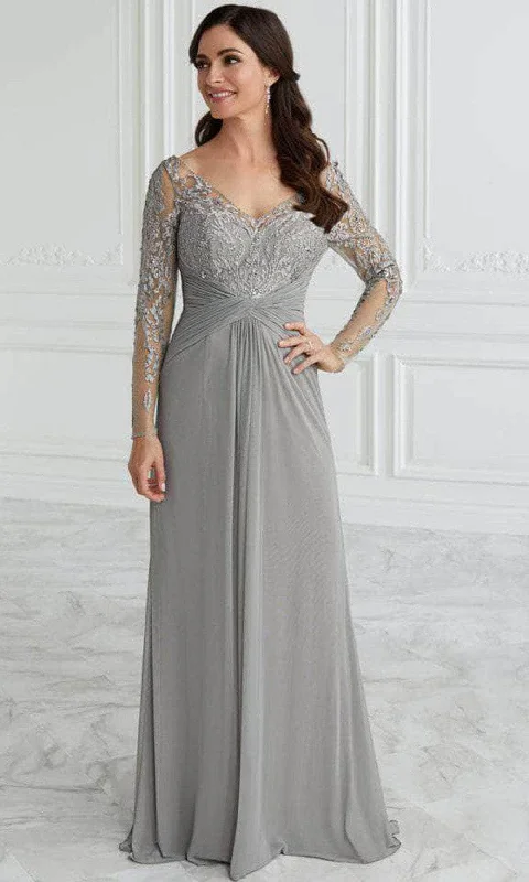 Christina Wu Elegance 17098 - Long Sleeve Sheer Illusion A-Line Dress Minimalist maxi dresses