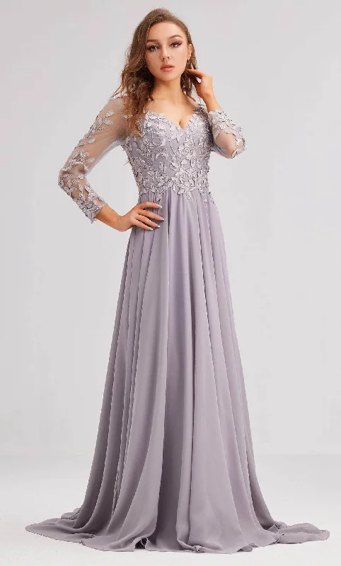 J'Adore Dresses J23037 - Long Sleeve Embroidered Evening Dress Outdoor party dresses