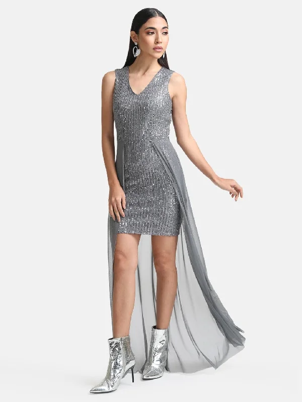 Kazo Women's Polyester Blend Modern Maxi Dress (Grey) Sequin maxi dresses