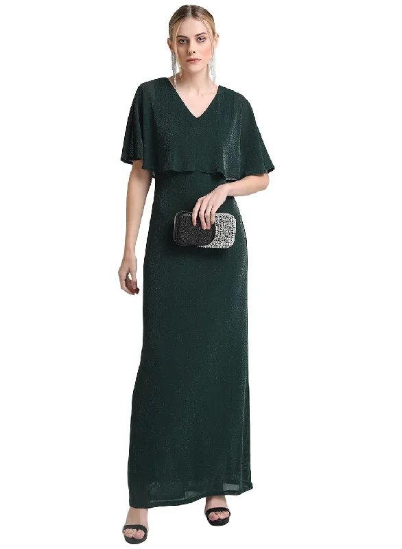 Kazo Women's Polyester Fit and Flare Maxi Dress (Green) Budget-friendly maxi dresses