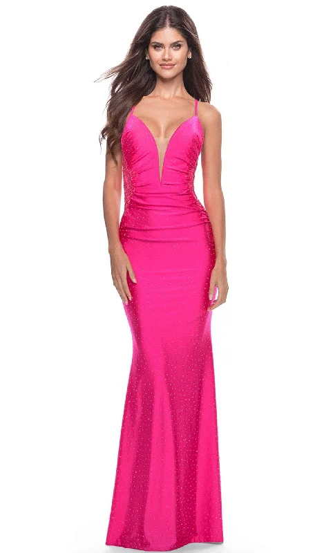 La Femme 31436 - Plunging V-Neck Embellished Long Prom Dress Trendy maxi dresses under $50