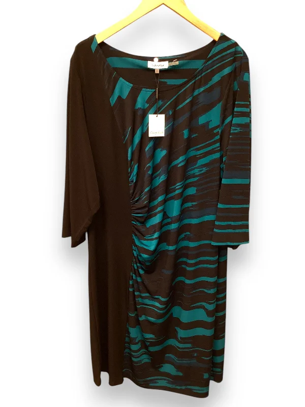 Dress Casual Midi By Calvin Klein In Teal, Size: 3x Goth midi dresses