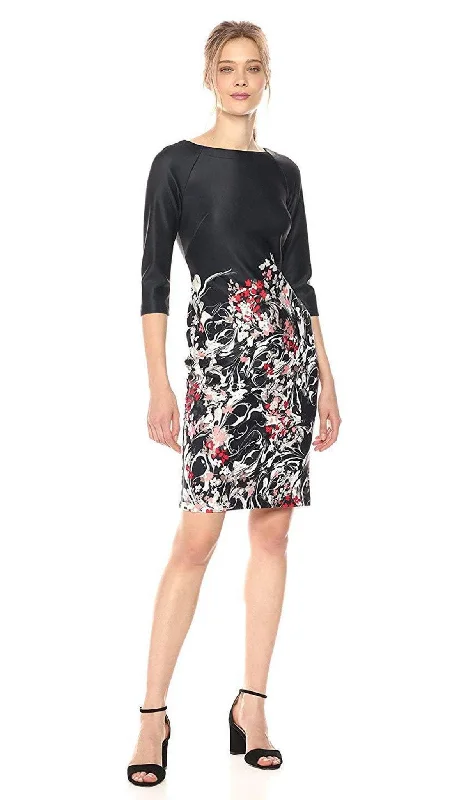 Taylor - Scuba and Floral Print Sheath Dress 9344MSC Luxury floral dresses