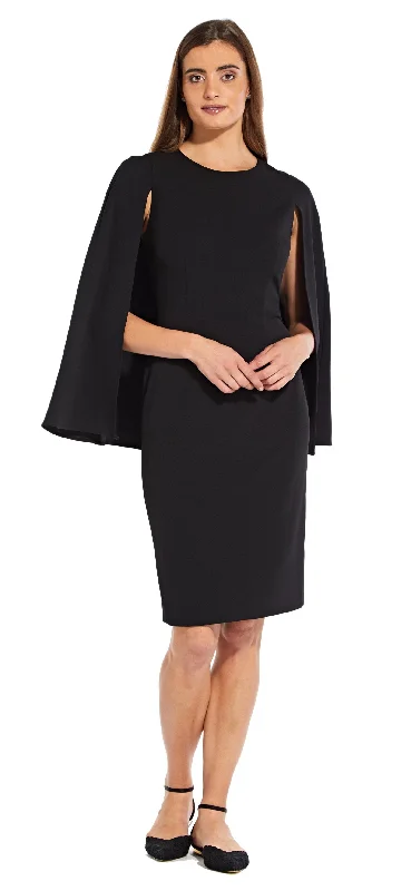 Adrianna Papell - Cape Sleeve Jewel Neckline Dress AP1D103195SC Chiffon unclassified dresses