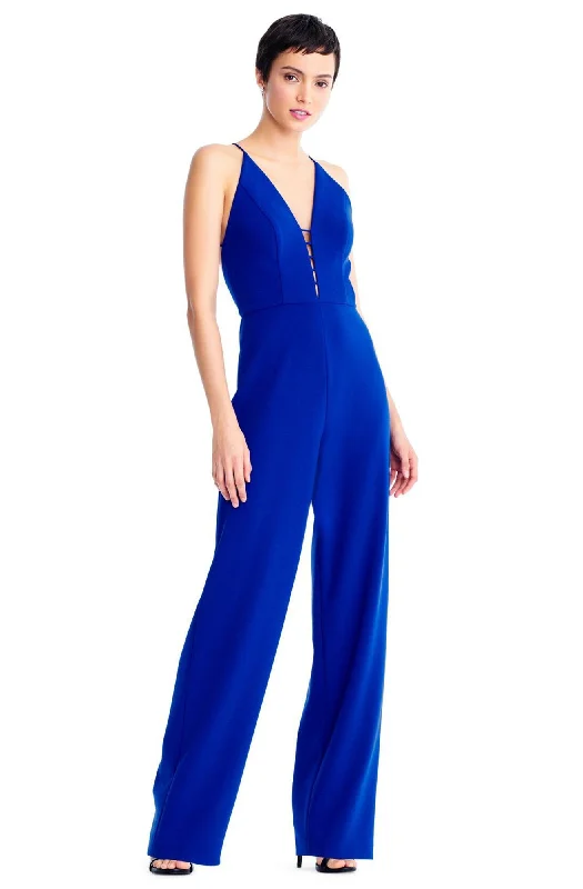 Aidan Mattox - V Neck Sling Tied Solid Crepe Jumpsuit MN1E204084SC Dark color unclassified dresses