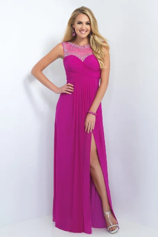 Blush by Alexia Designs - 11096SC Illusion Beaded Flowy Dress Velvet unclassified dresses