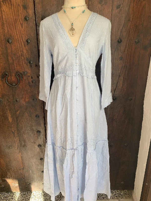 Maledives dress light   blue , in finest organic muslin cotton , resortwear, light blue boho  dress , Ibiza white Cotton unclassified dresses