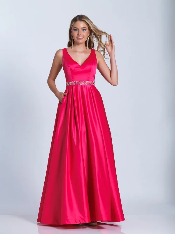 Dave & Johnny - 3530SC Sleeveless V Neck Beaded Waist A-Line Gown Pastel unclassified dresses