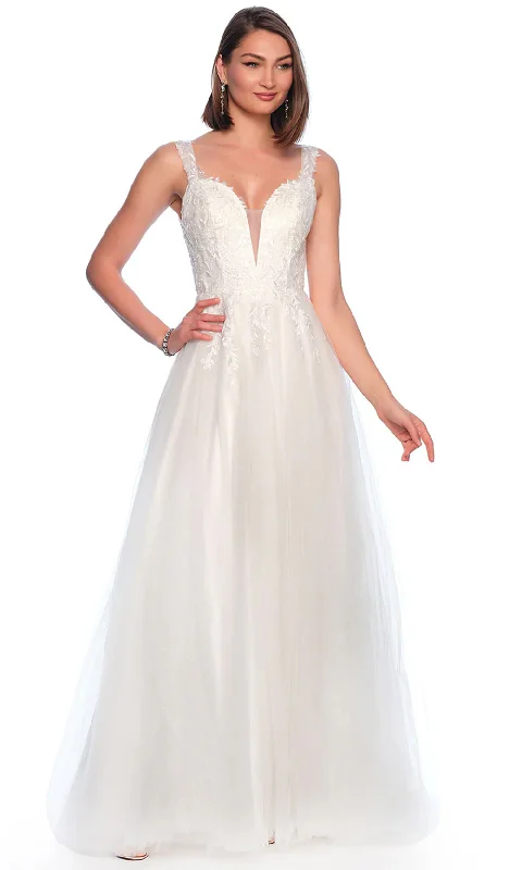 Dave & Johnny Bridal 11990 - Embroidered Plunge Bridal Gown Formal unclassified dresses