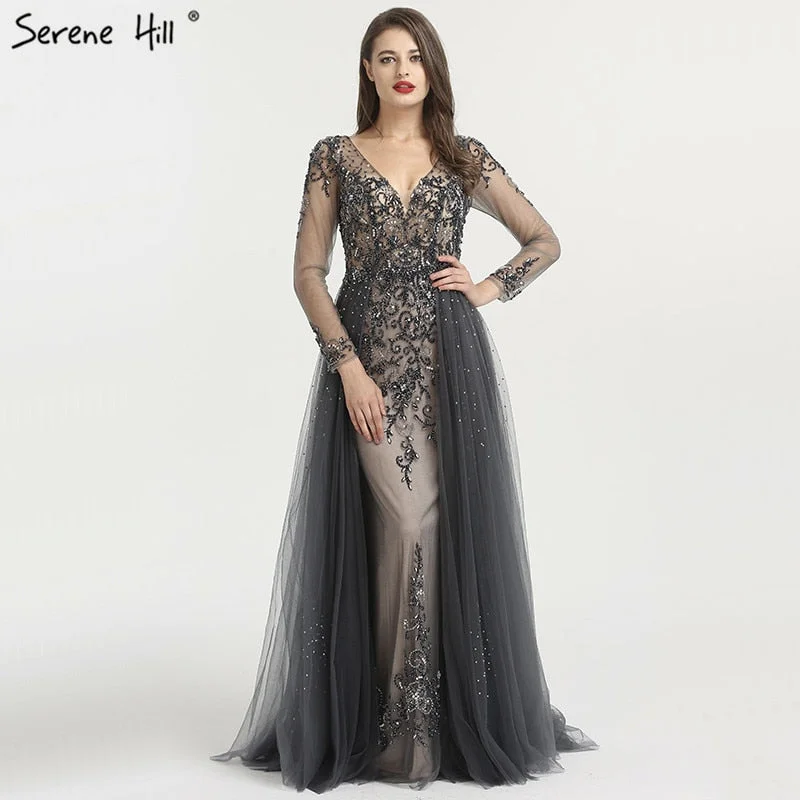 Deep V-Neck Evening Dresses  Diamond Beading Evening Dress BLA6571 Neutral tone unclassified dresses