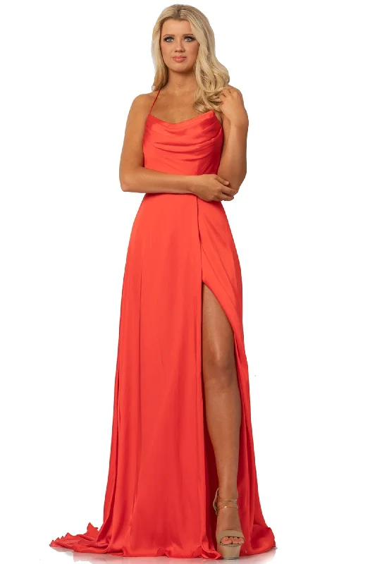 Johnathan Kayne - Pleated Scoop A-Line Gown with Slit 2079SC Cocktail unclassified dresses