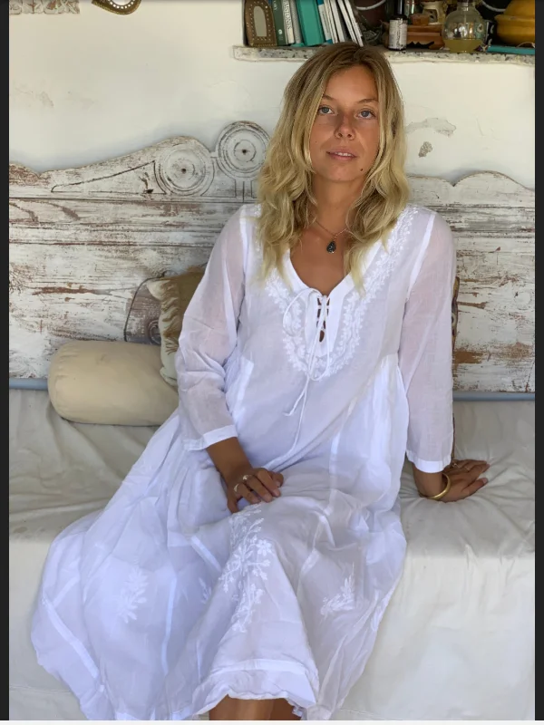 Mughal  dress , softest muslin cotton  in Ibiza white  color Casual chic unclassified dresses