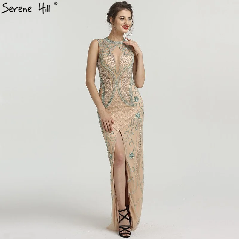 On Sale no return no refundSale New Diamond Beading Luxury Evening Dresses 2024 Sleeveless Illusion Mermaid Fashion Sexy Evening Gowns Serene Hill LA6578 Bodycon unclassified dresses