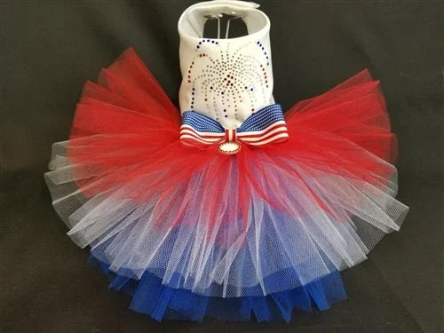 Patriotic 4th of July Dog Tutu Harness Dress Striped unclassified dresses