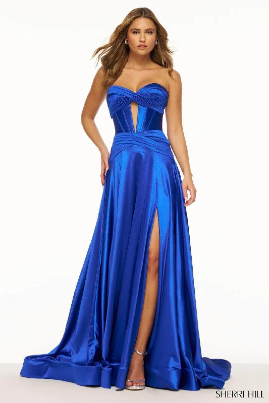 Sherri Hill 56396 - Strapless Keyhole Accented Prom Dress Smocked unclassified dresses