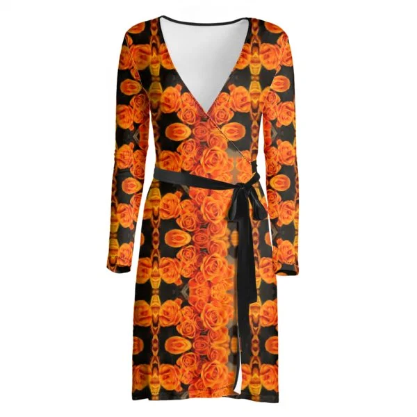 Wrap Dress - "Orange Rose Kaleidoscope" Wedding guest unclassified dresses