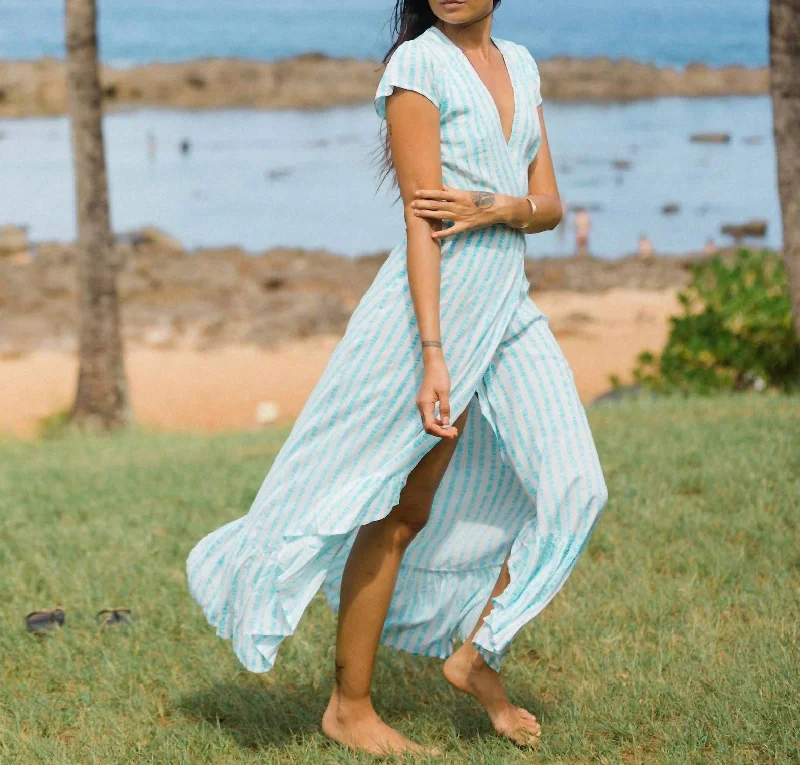 Bimini Wrap Dress in Blue Multi Sleek Mini Skirt