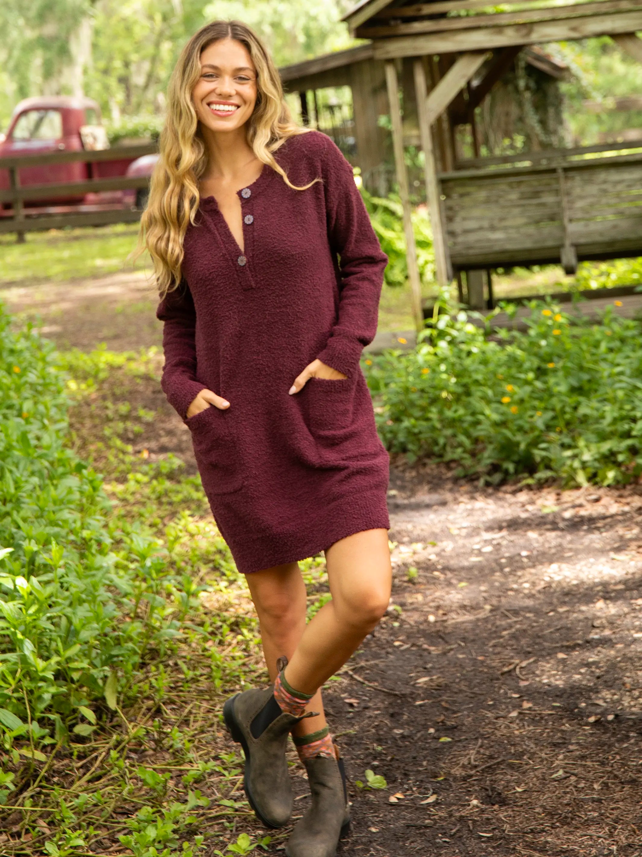 Cozy Up Mini Sweater Dress - Purple Mini Skirt with Lace