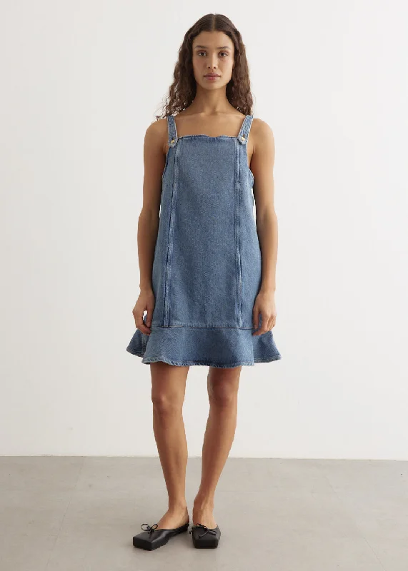 Heavy Denim Mini Dress High-Waist Skirt Look