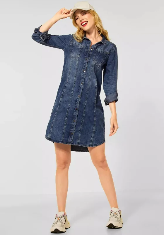 Street One Mini Length Denim Dress, Authentic Mid Blue Casual Mini Skirt