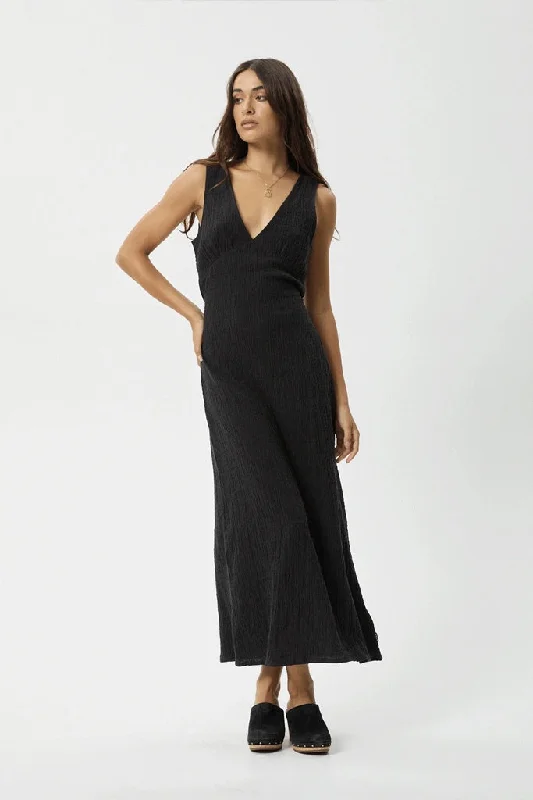 Afends Focus Seersucker Maxi Dress Black Maxi Skirt Trendy