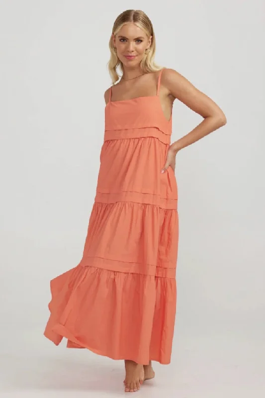 Charlie Holiday Esme Maxi Dress Coral Silk Maxi Skirt