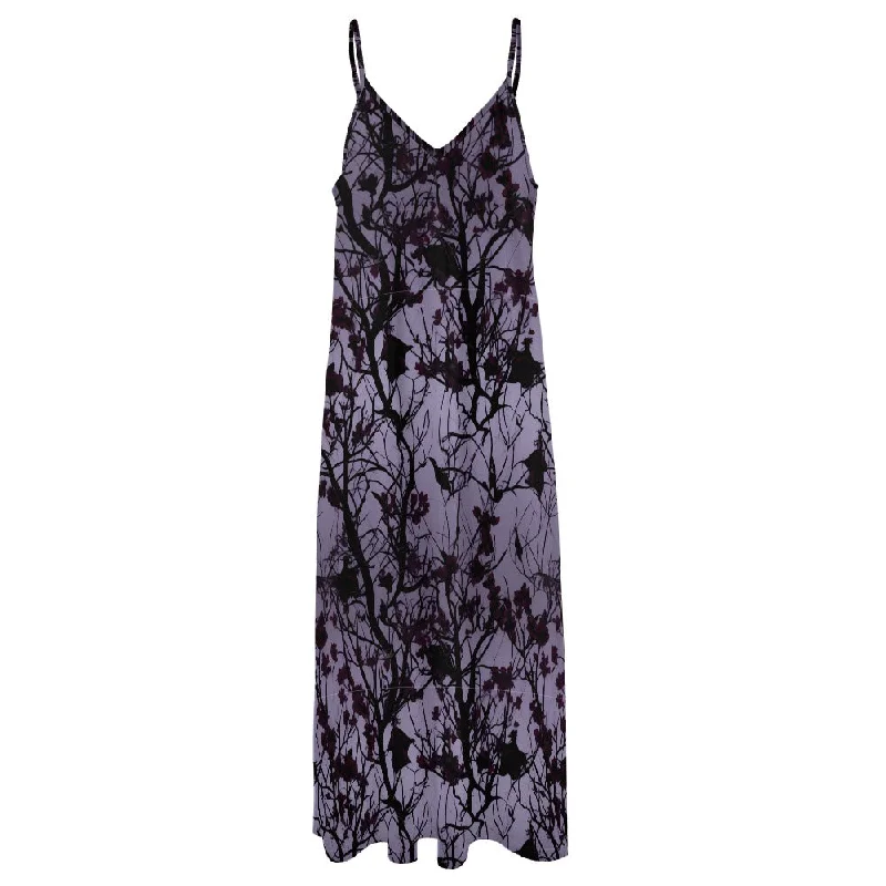 Gothic Purple Forest Sling Ankle Long Dress Sexy Long Skirt