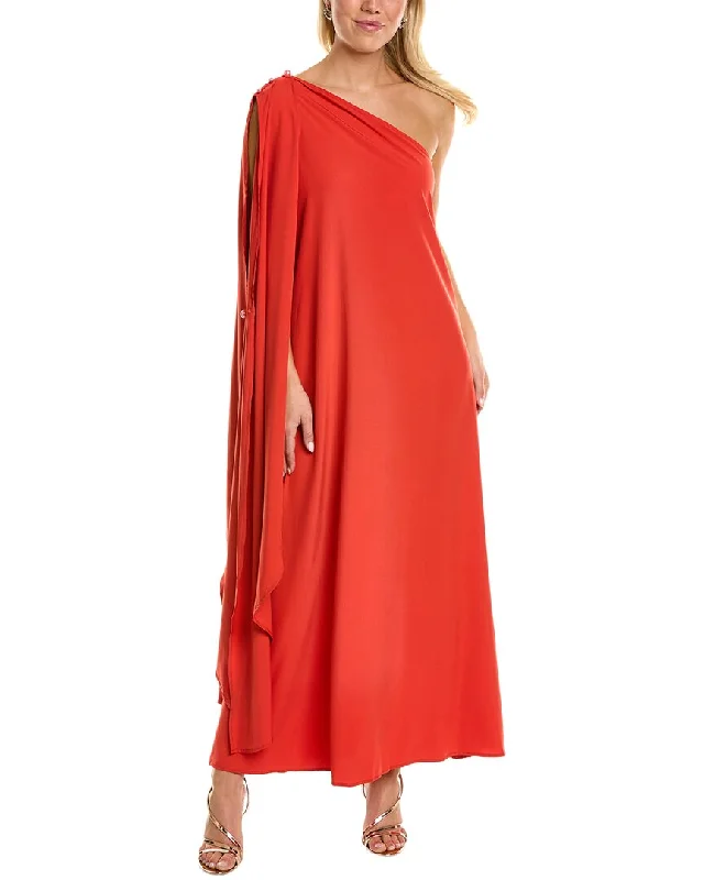 HL Affair One-Shoulder Maxi Dress Soft Ruffled Maxi