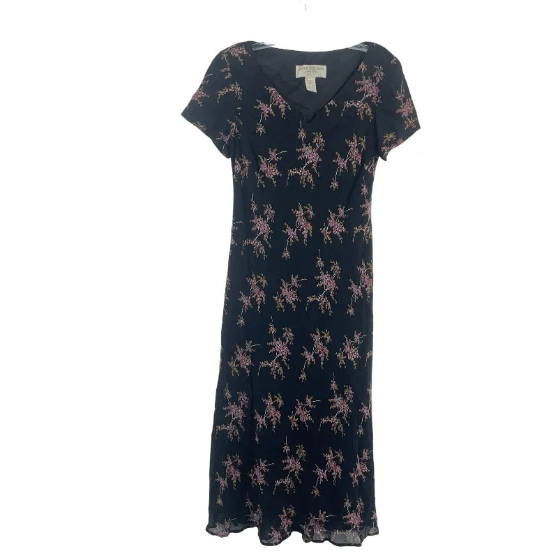 Jones New York Vintage Black Floral Rayon V-Neck Maxi Dress Women’s 6P Preowned Ruffled Maxi Skirt