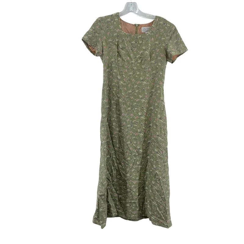 Petite Sophisticate Y2K VTG Green Floral Silk Maxi Dress Womens Size 0 Preowned Flowing Maxi Skirt