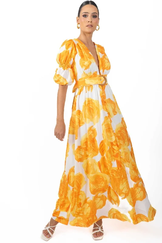 Verona Maxi Women's Floral Dress Yellow Maxi Skirt Style