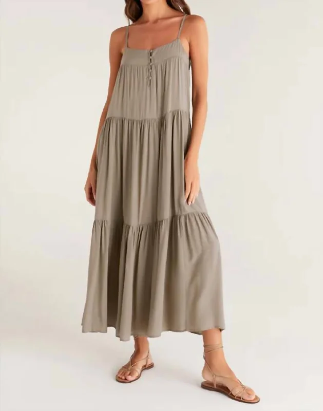 Waverly Maxi Dress In Smoke Sage Ruffle Maxi Skirt