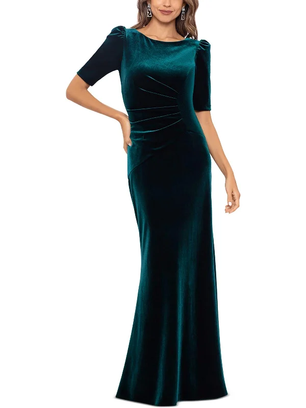 Womens Velvet Long Evening Dress Elegant Maxi Look