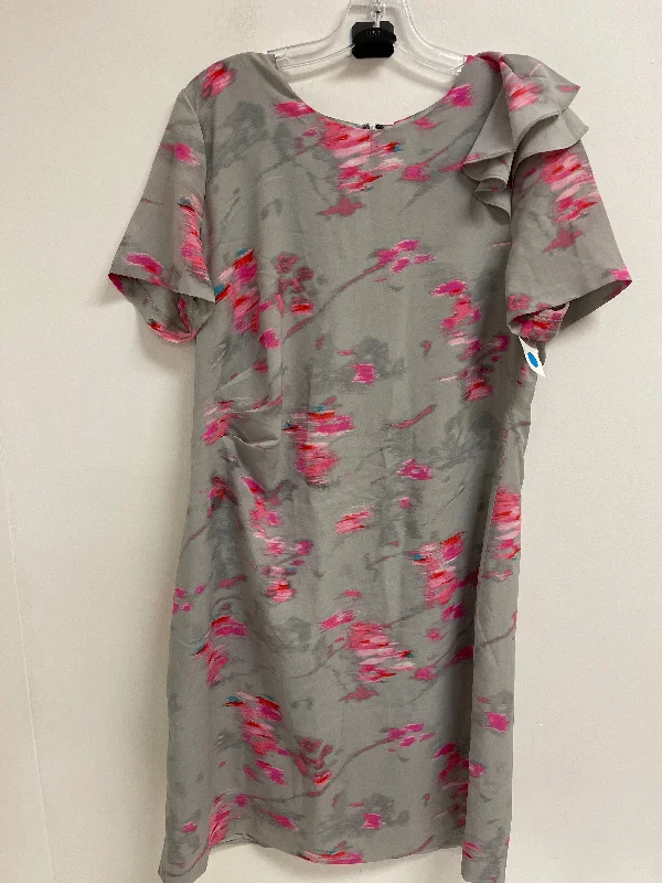 Dress Casual Midi By Banana Republic In Grey & Pink, Size: Xl Printed Satin Midi