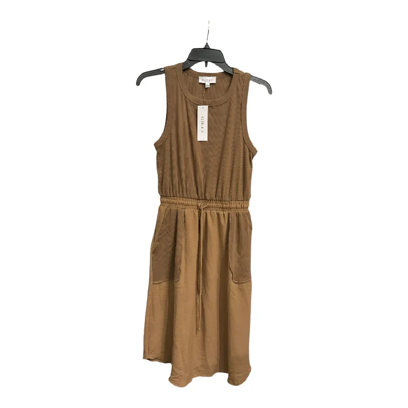 Dress Casual Midi By Gilli In Brown, Size: S Pleated A-line Skirt