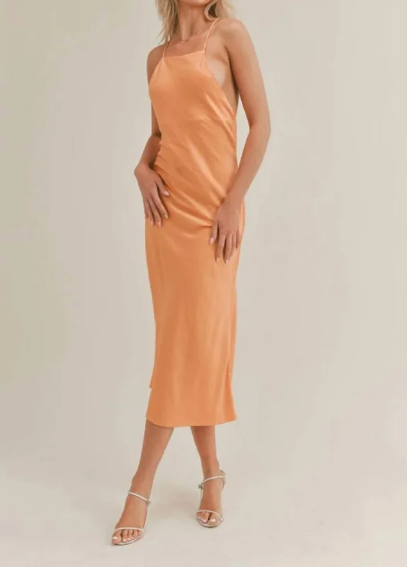 Jess Midi Dress In Apricot Classic Midi Skirt