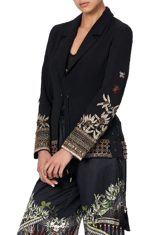 JACKET WITH LACE UP SIDE PANELS BOTANICAL CHRONICLES Elegant Lace Design