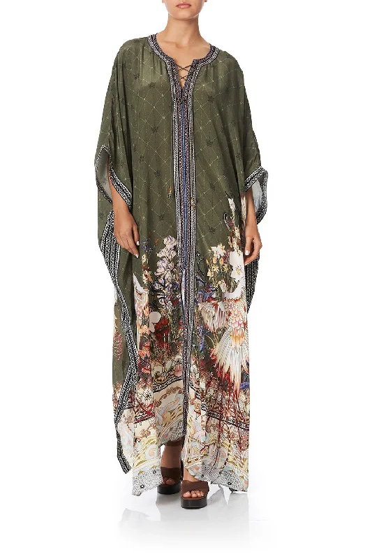 LONG LACE UP KAFTAN WITH EYELETS WATCHFUL WINGS Casual Lace Dress